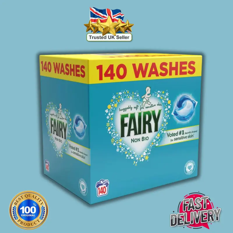 Fairy Non Bio Pods, 140 Washes - Household Cleaning Supplies washing tablets 0