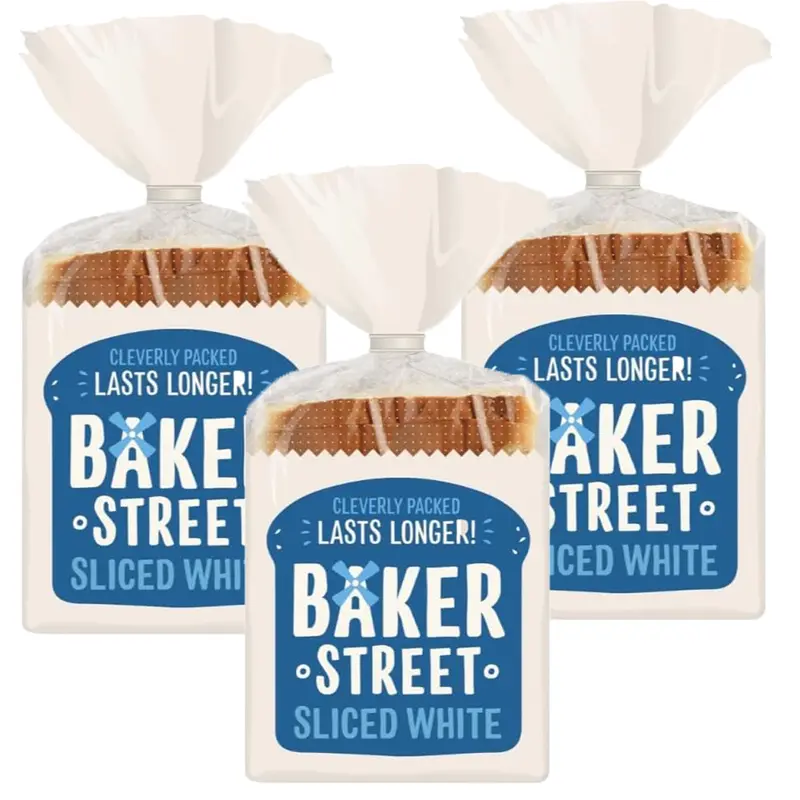 3 x 14 Slices Baker Street Medium Sliced White Bread Breakfast Sandwich Loaf 0