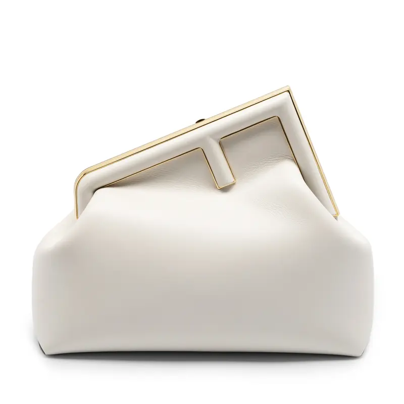 Preowned Fendi Fendi First Midi White Bag Clutch bag Calfskin Plain White Excellent condition 2