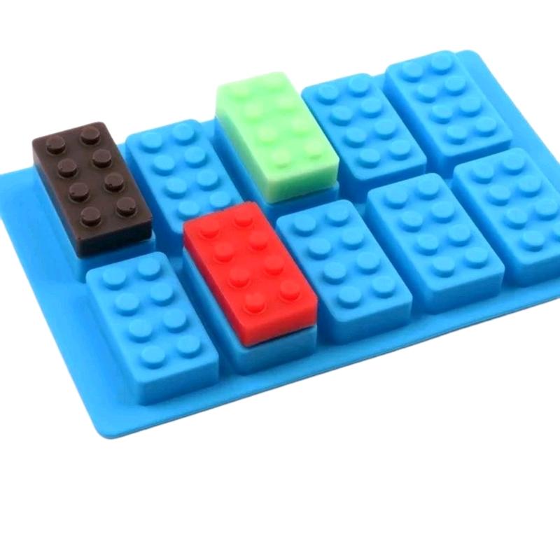 Building Block Bricks Silicone Mould Chocolate Wax Melts Soap Jelly Ice Cubes  Flexible Kids Oven tin tray 5