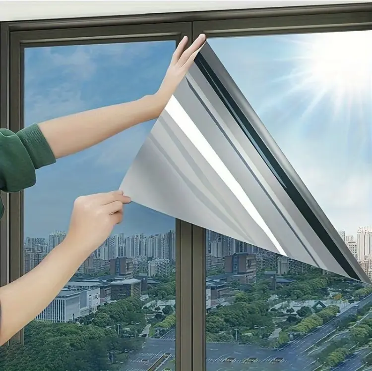 UV & Heat Blocker Glass Film, Waterproof Privacy Sunshade, 1 Count One-Way Mirror Window Sticker for Office and Home window  privacy  film