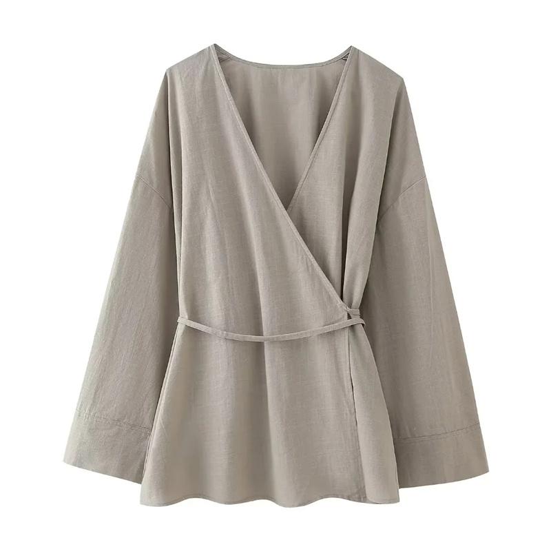 Product Introduction of Kimono Woman Summer Long Sleeve Blouses For Women 2024 Vintage Y2k Top With Ties Loose Elegant And Youth Women's Blouses 5