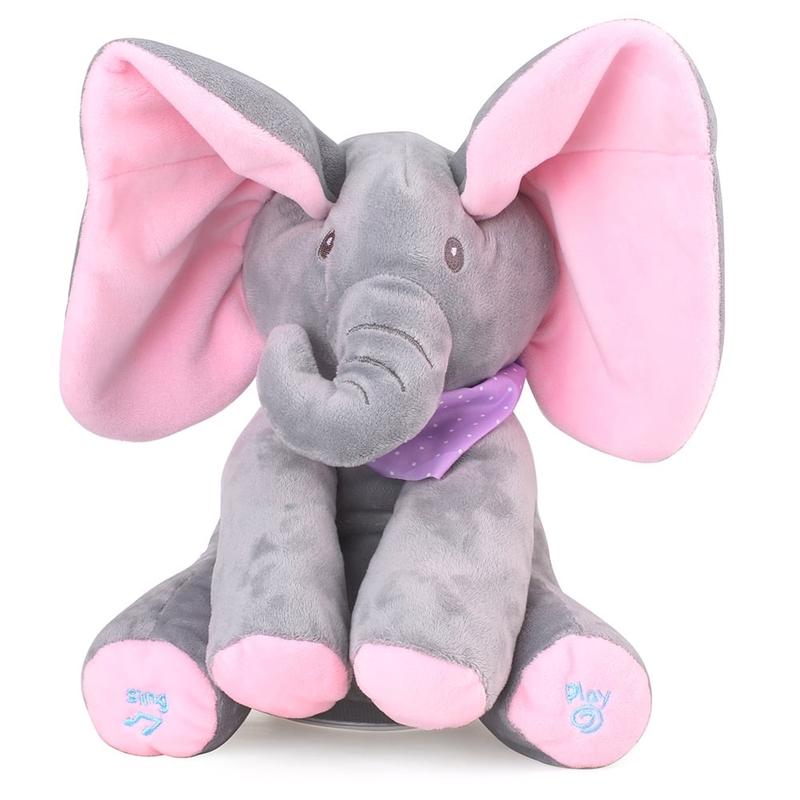 Peek-a-boo ,Singing Elephant Plush Toy with Moving Ears for Baby Gift - Cute Stuffed Animal 4