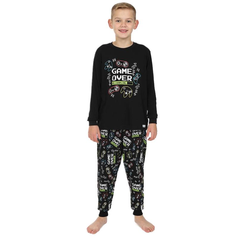 Game Over Recharging Gaming Black Cotton Long Pyjamas 0