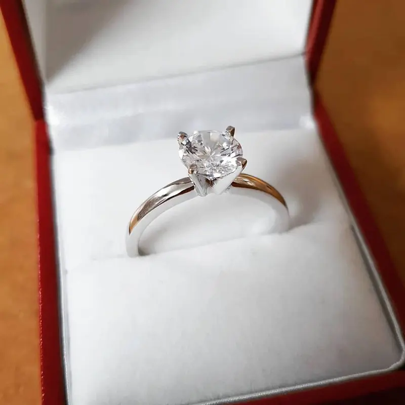 925 Sterling Silver Round 1.5ct Cubic Zirconia Solitaire Engagement Ring 1