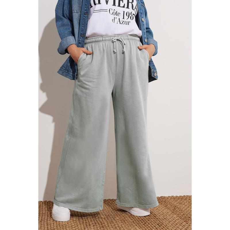 YOURS Curve Grey Wide Leg Joggers 0