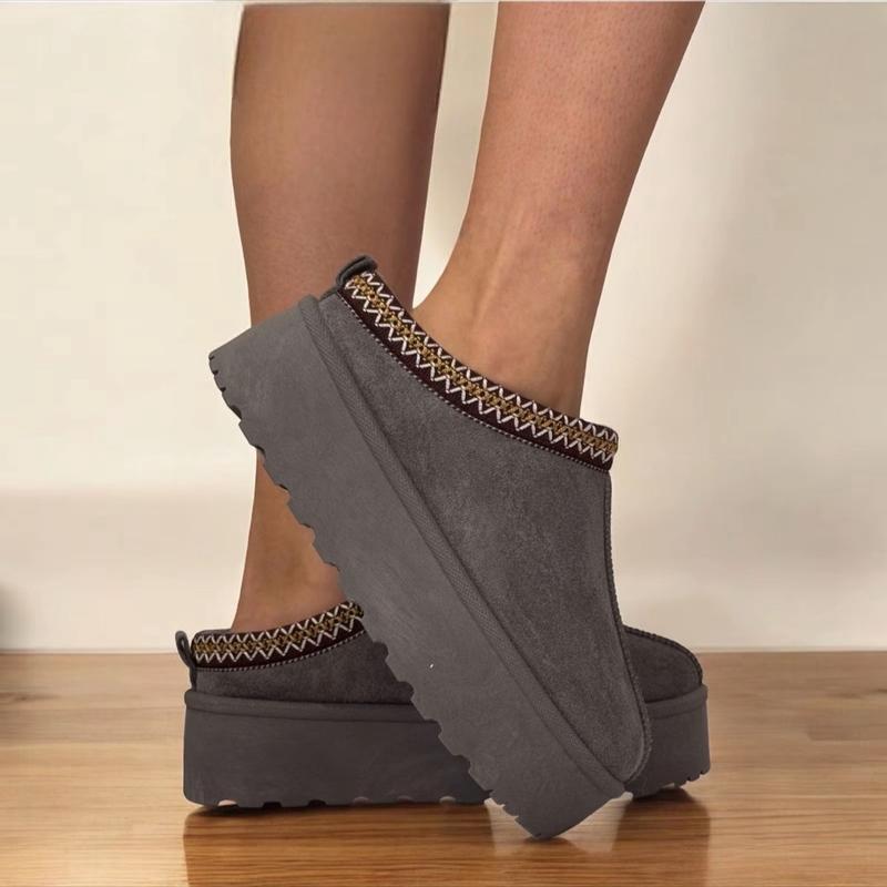 Autumn Winter Warm Suede Braided Outdoor Slippers Fashion Genuine Leather Fluffy Fur Lining Shoes for Autumn Winter Flat Sole and Platform Sole 2 Styles Optional Women's Autumn Winter Warm Suede Braided Outdoor Slippers with Fluffy Fur Lining - Girl gift 5