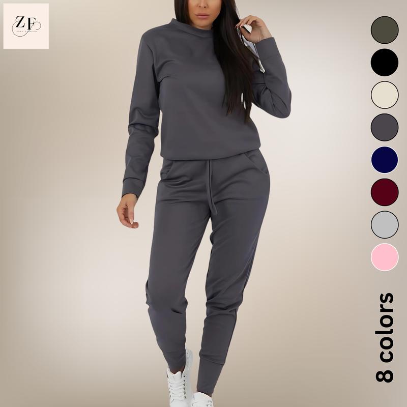 Women's Long Sleeve Loungewear Tracksuit Suit Set for Comfortable Sleep - All-Season Wear - Fashion, Fabric 1