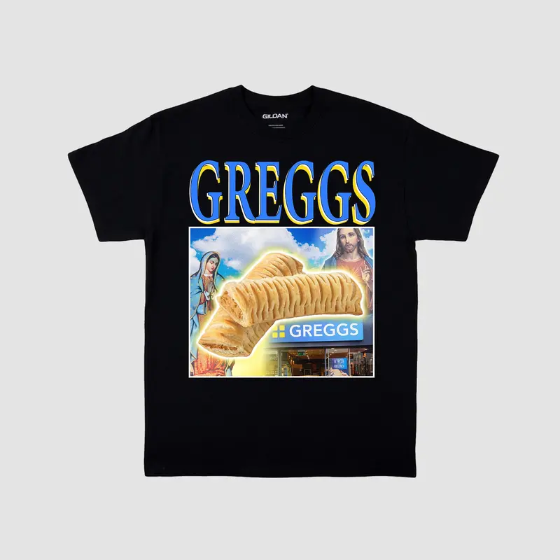 Greggs Sausage Roll T-Shirt, Trendy Funny T-Shirt, Meme Graphic Tee, Birthday Gift, All Weather Clothing, Cotton Pullover, Size Available Up To 3XL 0