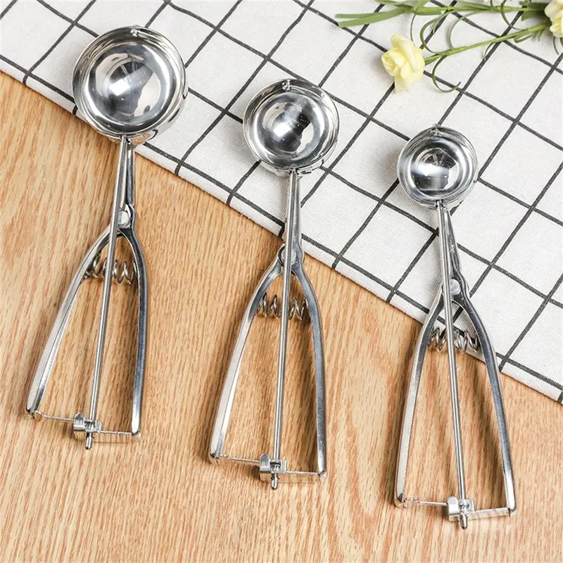 4/6cm Cake Mechanical Cookie Dough Ice Cream Scoop Stainless Steel Spoon UK 4