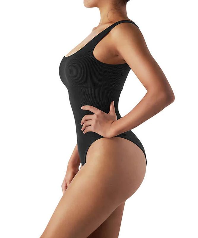 SheBoo Ribbed Tummy Control Sleeveless Bodysuit - Zoe Womenswear Bottom Slim Cargo 3