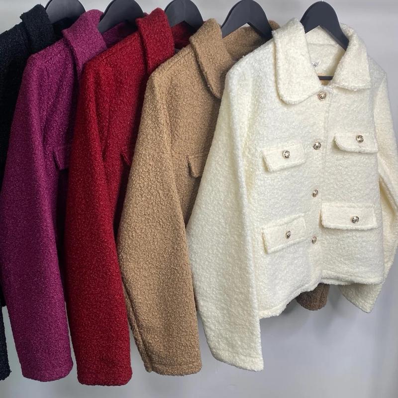 Olivia Teddy Bear Gold Button Jacket, Cozy and Cute - Womenswear fashion coat 1