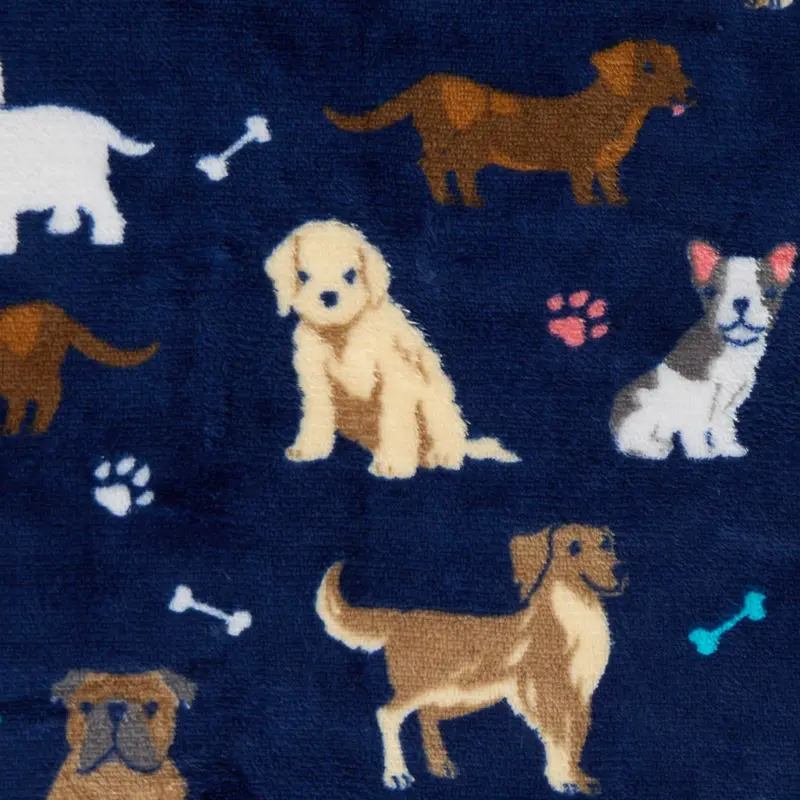 OHS Dog Print Sherpa Reverse Pet Dog Cat Blanket Throw 5