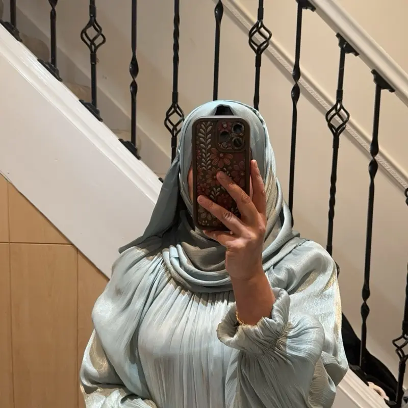 Organza Abaya Dress with Umbrella Cut and Collar for Women 6