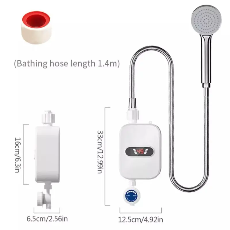 3500W Tankless Hot Water Heater Shower Electric Portable Instant Boiler Bathroom for Home Use 2