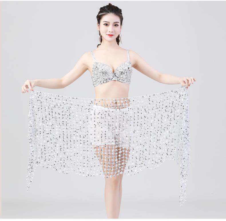 Product Introduction of Hollow belly dance hip scarf Wemen scarf dance sequins Arabic Latin hip scarf sexy belly dance belt wrap skirt 12 colors 9