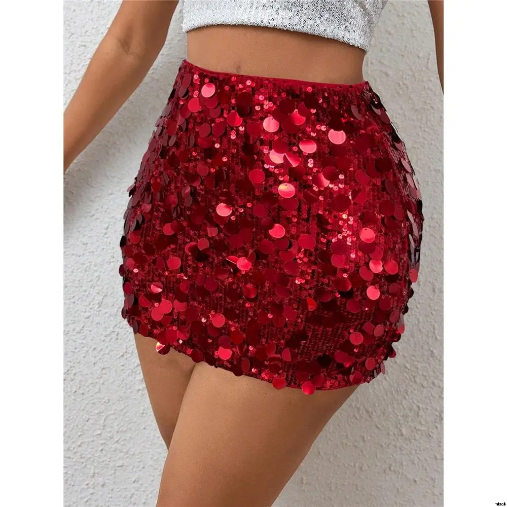 Holiday Party Casual, Miniskirt Decorative Sequins Women's BamGleam