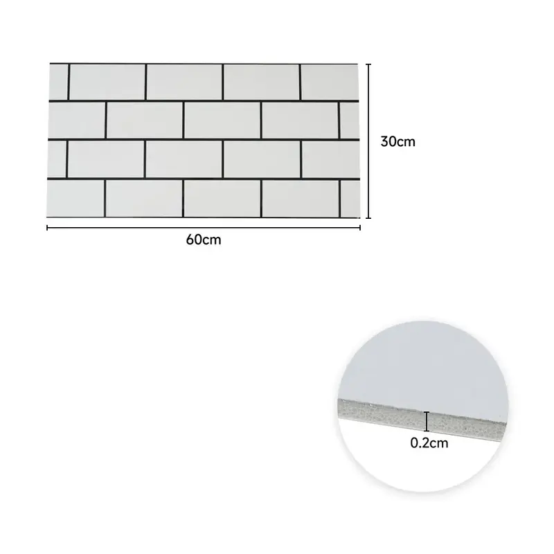 Self-Adhesive Brick Tiles Wall Stickers | Stick-On Kitchen & Bathroom Decor Decorative Waterproof Ornaments Tiles Sticker Marble 2