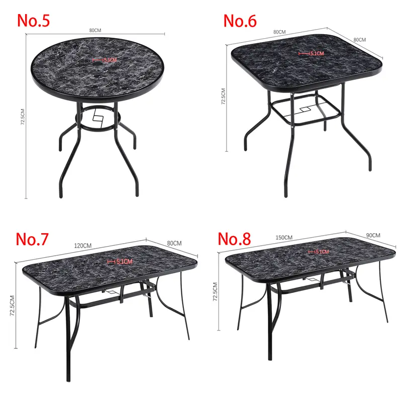 Lifeideas  Marble/Wood Grain Tempered Glass Coffee Table, Folding Outdoor Table with Parasol Hole for Garden/Picnic, Round/Square/Rectangle Shape 6