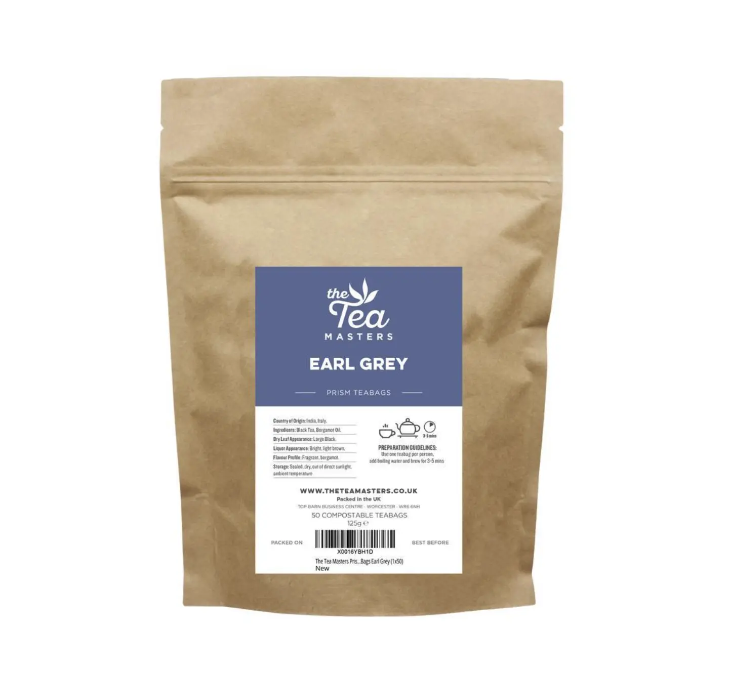The Tea Masters Prism Teabags - Earl Grey (1x50) Traditional Beverage Natural