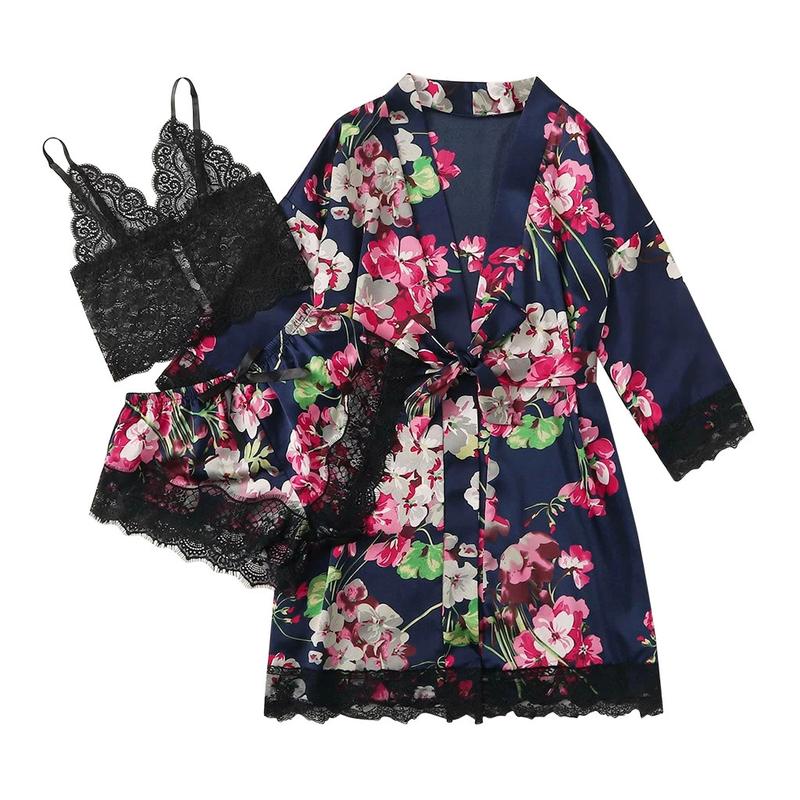 Product Introduction of Underwear and sleepwear two-piece set, simulated silk charm suspender shorts, satin sexy and erotic home clothes 1