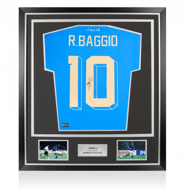 Roberto Baggio Back Signed Modern Italy Home Shirt In Classic Frame,Movies Poster,Films Bedroom Posters,Vintage Lovers Fan Gift,Minimalist Wall Art "
