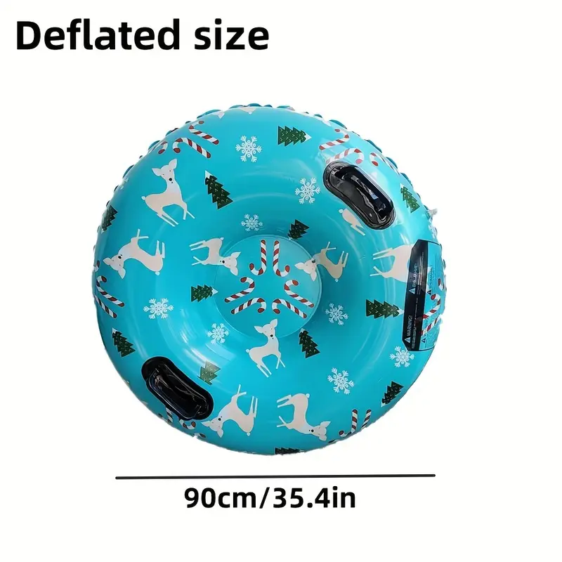 Christmas Reindeer Inflatable Snow Tube - Durable PVC with Safety Handles, Anti-Tip Design, Snow Sled for Winter Fun - Mixed Color, Single Pack 3