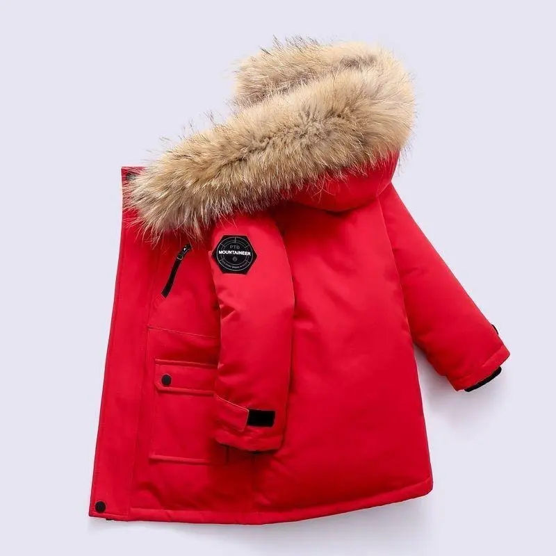 5 6 8 10 12 Years Winter Boys Jacket Thicken Keep Warm Fashion Fur Collar Kids Jacket Hooded Zipper Children Outerwear Clothing 4