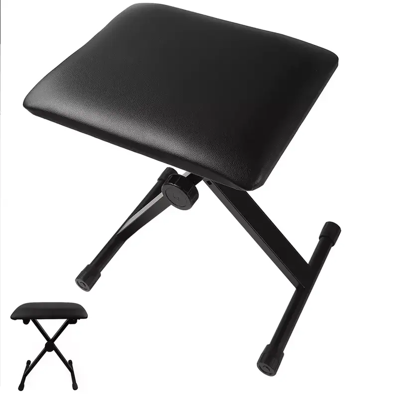 STOOL CHAIR BENCH BLACK PADDED SEAT CUSHION ADJUSTABLE HEIGHT] 4