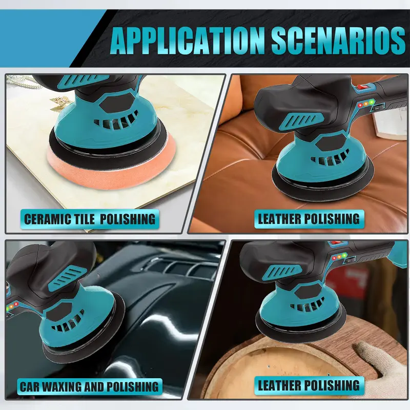 Cordless Car Buffer Polisher for Makita Battery, Polisher Kit Electric Polishing Machines Compatible with Makita 18v - 150MM 6 Speed ​​Car Buffer Polishing for Auto Detailing/Polishing/Waxing, with 16 Polishing Accessories 6