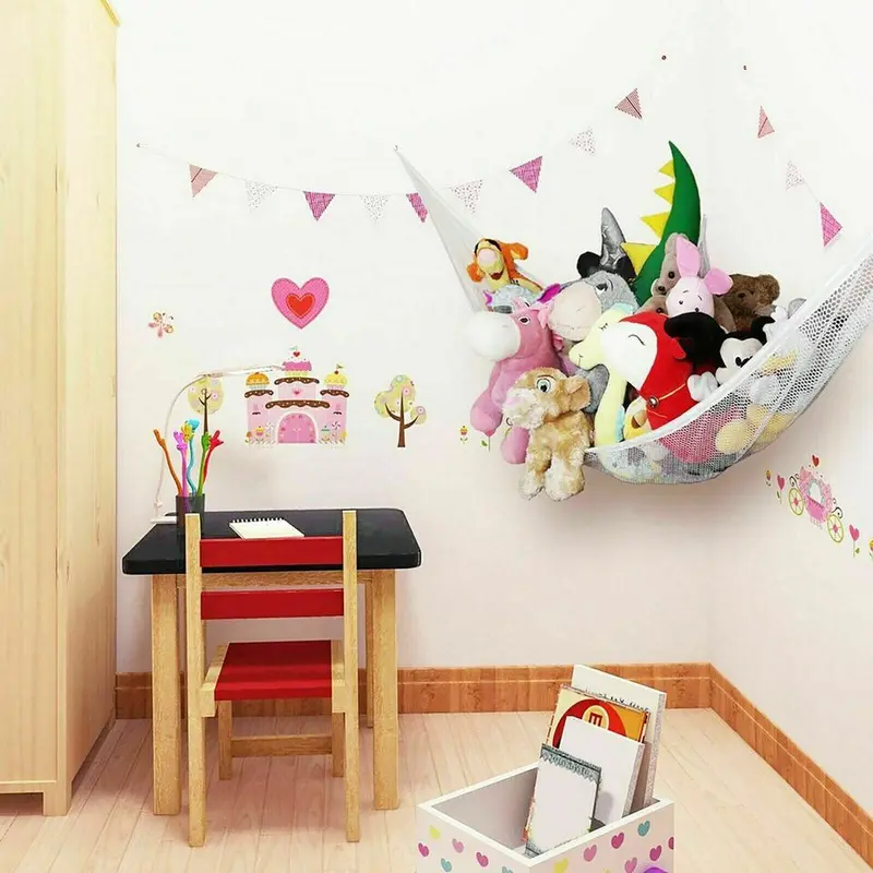 Pack OF 2 Pcs Teddy Hammock With Hooks Large Mesh Net Keep Baby Childs Bedroom Nursery Tidy Wall Sling Soft Toy Storage Organizer For Stuffed Animal Organizer 3