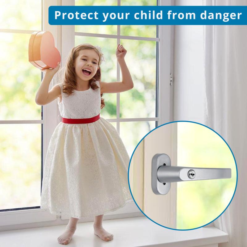 Product Introduction of 4Pcs Window Handle Key Locking Silver Universal Aluminum Double Glazing Fitting 19