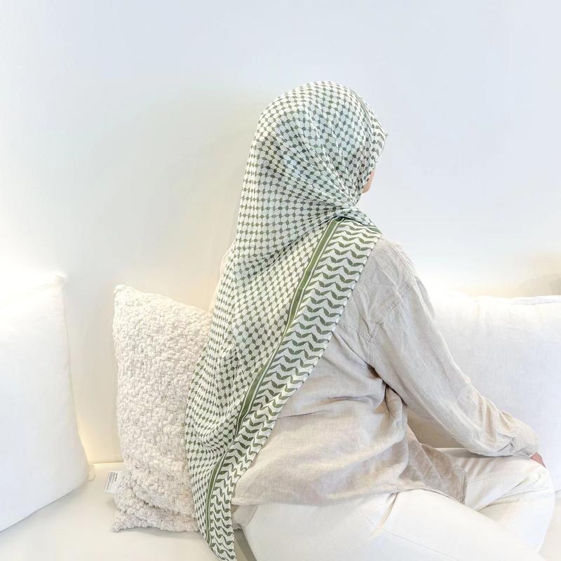 Olga Nora ON1180ON Chic Islamic Chiffon Hijab with Lattice Design square  hijab 1