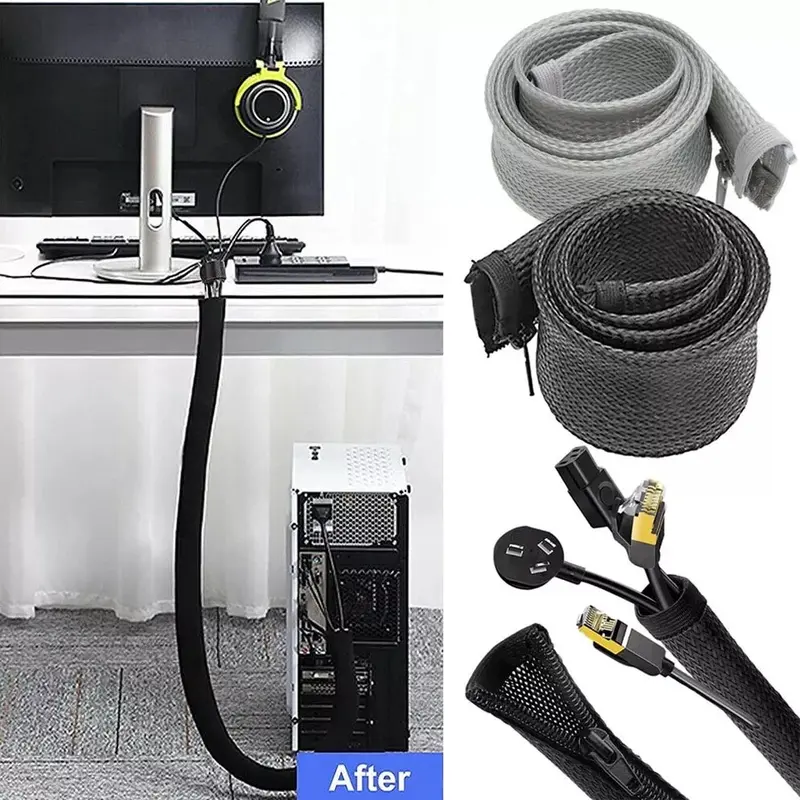 Cable PC TV Wire Organising Wrap Weave Office Home Cable Binding Leads 6