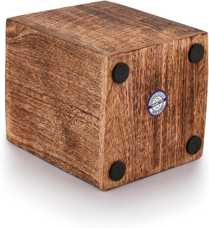 Mango Wood Burning Finished Kitchen Utensil Holder for Countertop, Utensil Holder Container for Kitchen Cooking Utensil. (12.7cm x 12.7cm x 15.24cm) 2