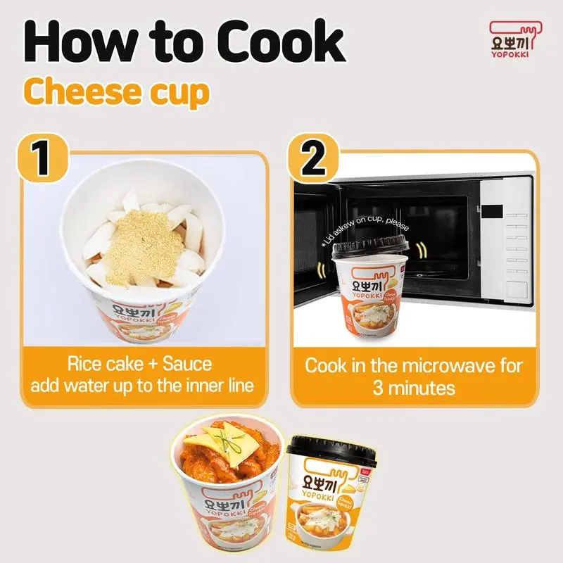 Yopokki Cheese Sauce Rice Cake Cup 120g Instant food,coffee patina,christmas gift,christmas gifts,coffee patina,churning butter halal  topokki yo pokki 5
