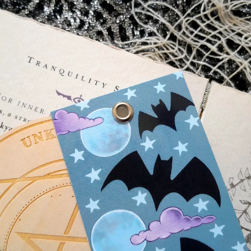 Bat And Moon Bookmark, 400gsm Quality Card, Halloween, Spooky, Book Lover Gift, Bookwork, Designed By Delilah Jones 7