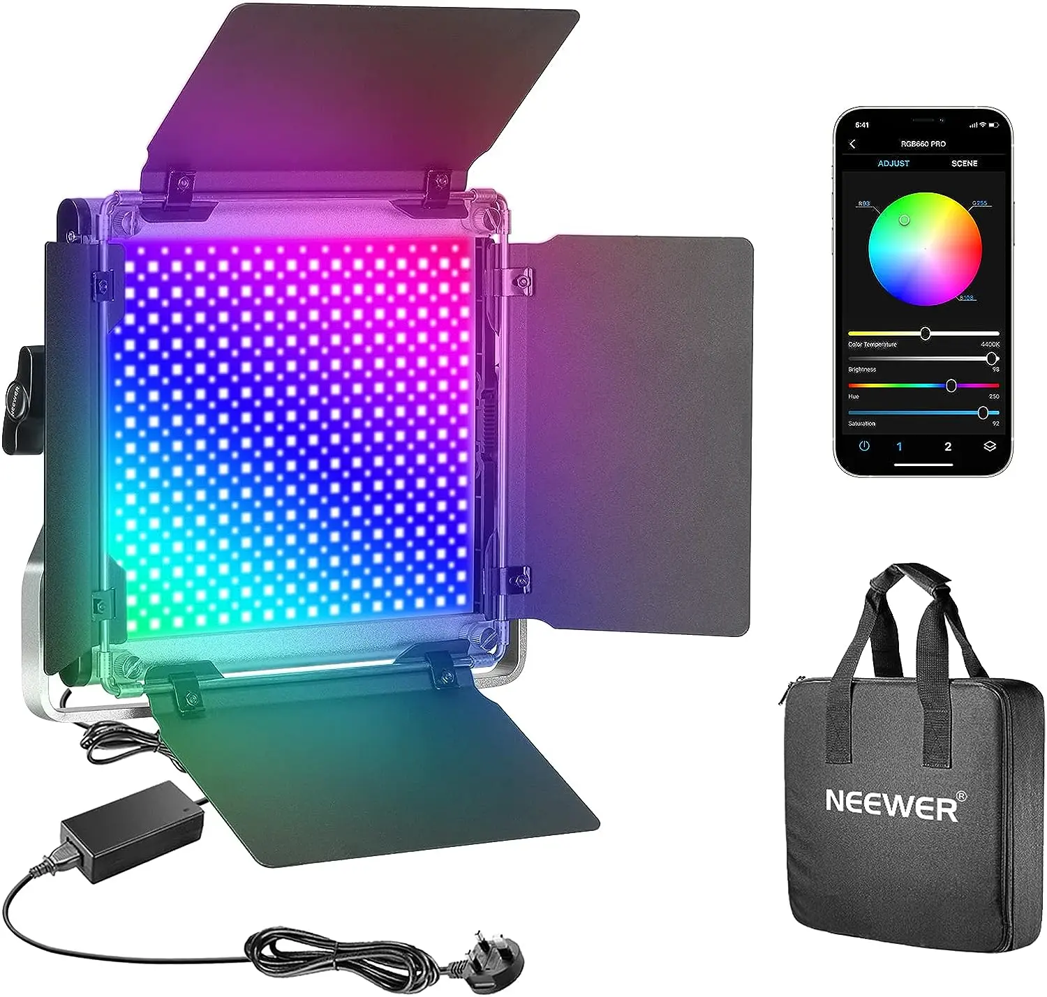 Neewer 660 PRO RGB Led Video Light with Barndoors