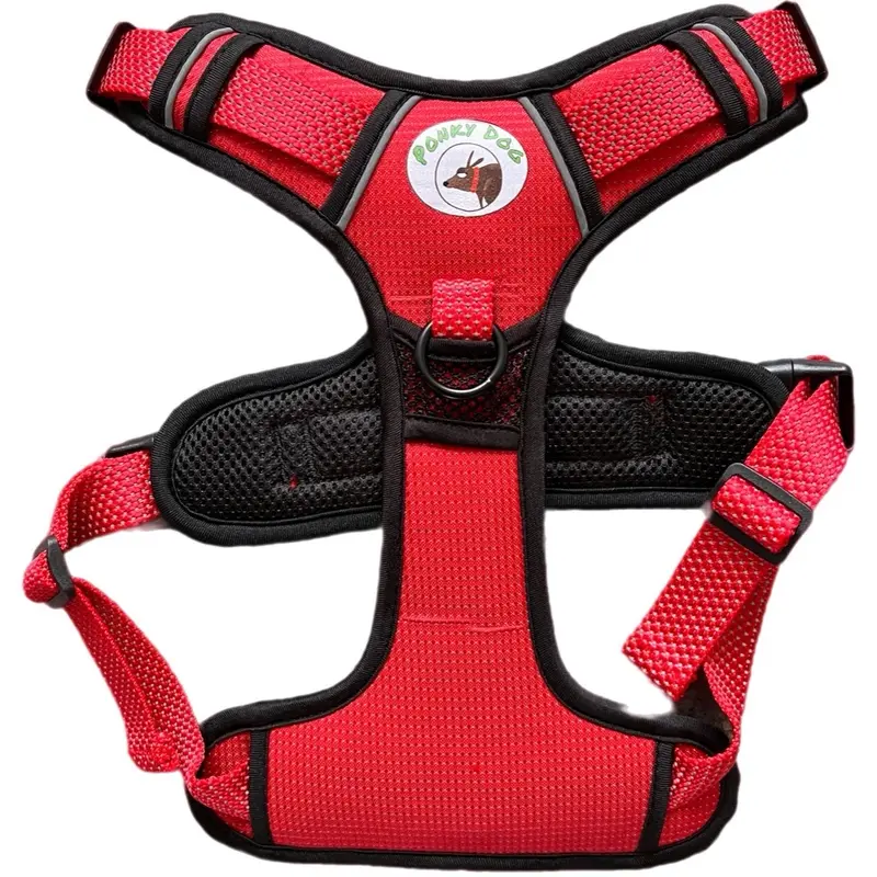 Ponky Dog Harness in Red, Blue and Green. Reflective and anti pull. 0