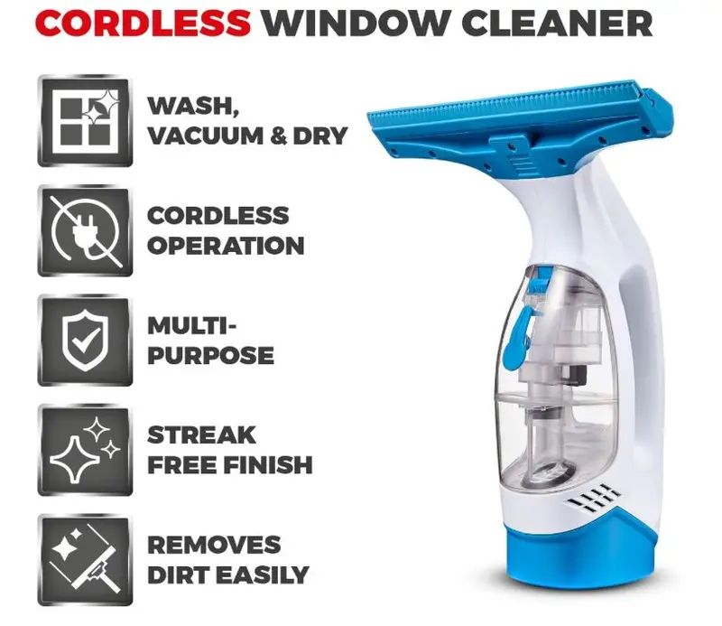 Cordless Window Cleaner with Rechargeable Battery, 150 ml Water Tank, 20 W, Cool Blue - Household Appliance 1