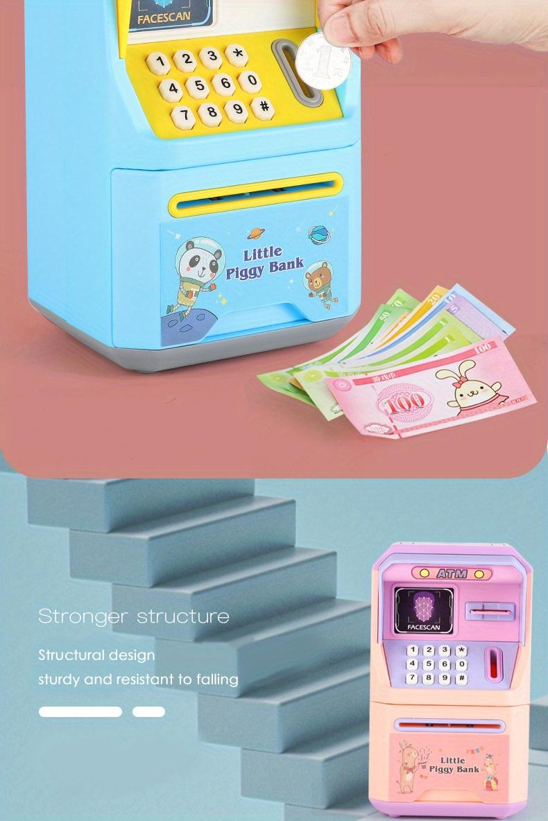 Product Introduction of New Simulated Human Face Recognition ATM Machine Piggy Bank, Children's Multi-functional Music Automatic Money Roll Password Box Intelligent Voice Tips Savings Bank Toys 8