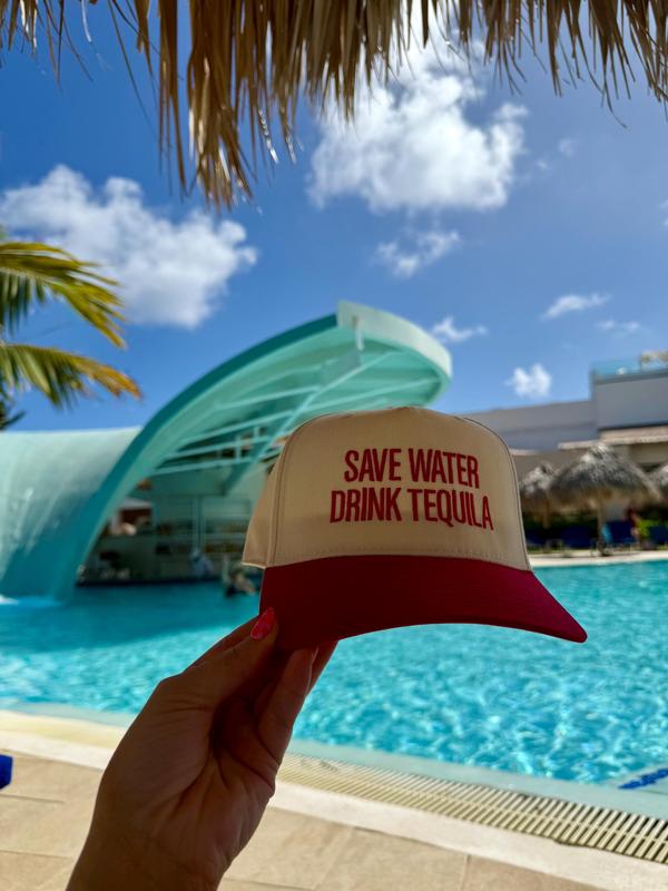 Save Water Drink Tequila Vintage Trucker Hat embroidered, Nashville Hat for Women, Country Concert Hat Day Drinking, vacation Hat for her 1