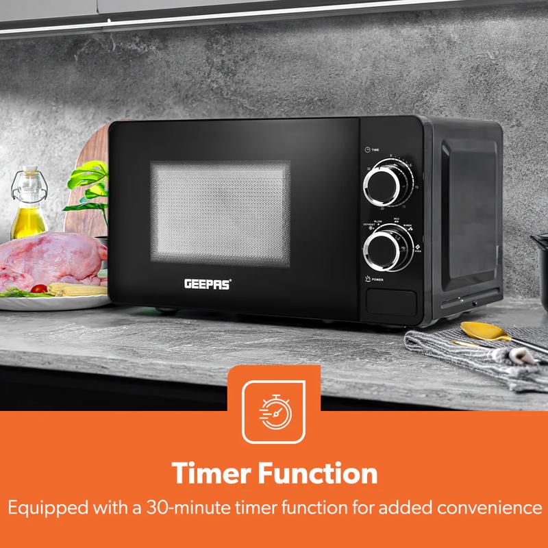 Geepas Black Kitchen Set - 1.5L Electric Kettle (3kW Rapid Boil), 4-Slice Toaster (Wide Slots, Auto Shutoff) & 20L Microwave (5 Power Levels, Timer) - Stylish & Space-Saving Kitchen Trio for Effortless Cooking & Reheating! 7