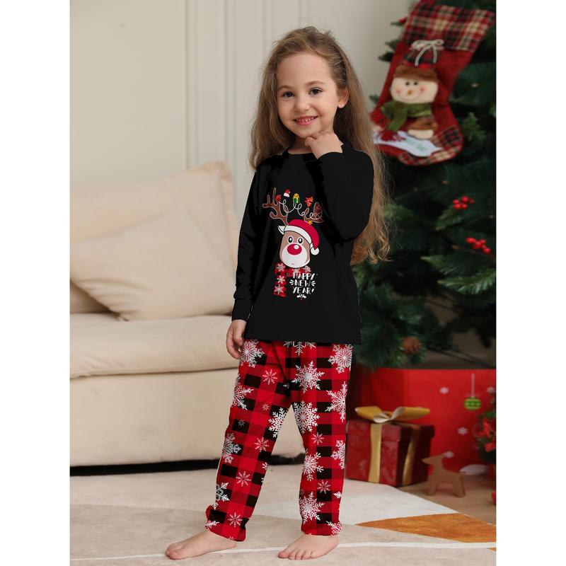 Women Men New Year's Costumes Cartoon Elk Print Christmas Parent-child Matching Pajamas Set Boys Girls Sleepwear Xmas Family Look Pjs Couples Set 5