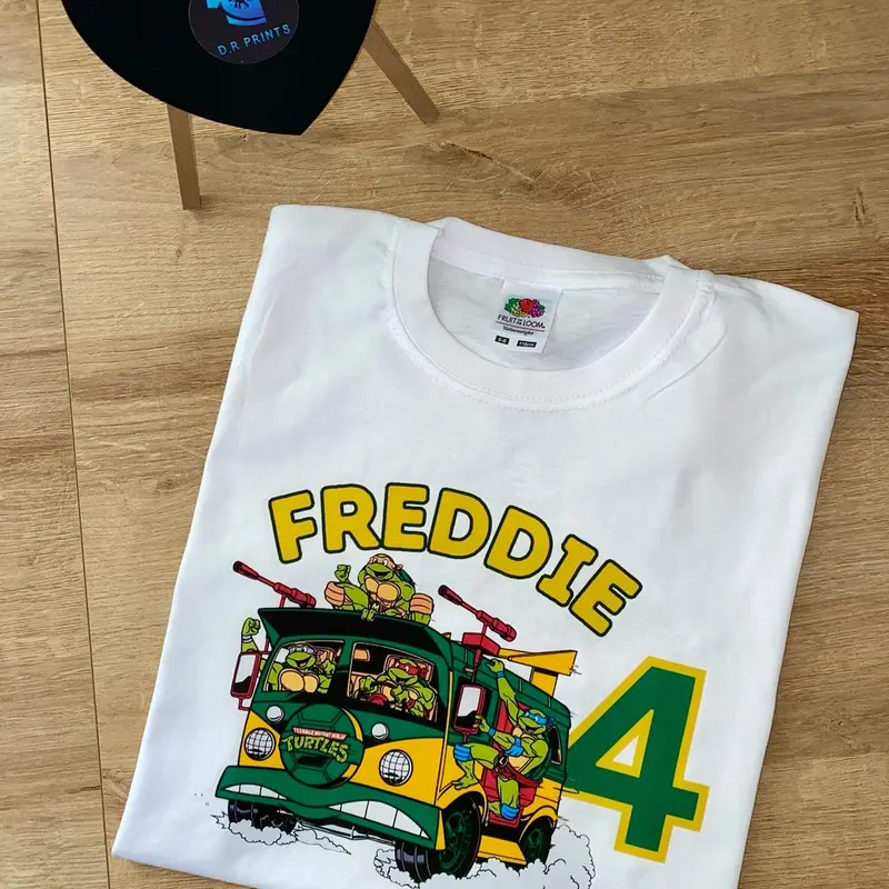 Personalised Ninja Turtles Birthday T-shirt, Ninja Turtles Birthday T-shirt, Ninja Turtles gifts, Birthday T-shirt, Turtles Cotton Top Tshirt Mutant 6