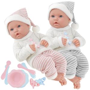 BiBi Doll Twin Baby Dolls Boy and Girl Dolls with Dummies Feeding Set Kids Role Play Toys Baby Doll Accessories Babies Gift Set
