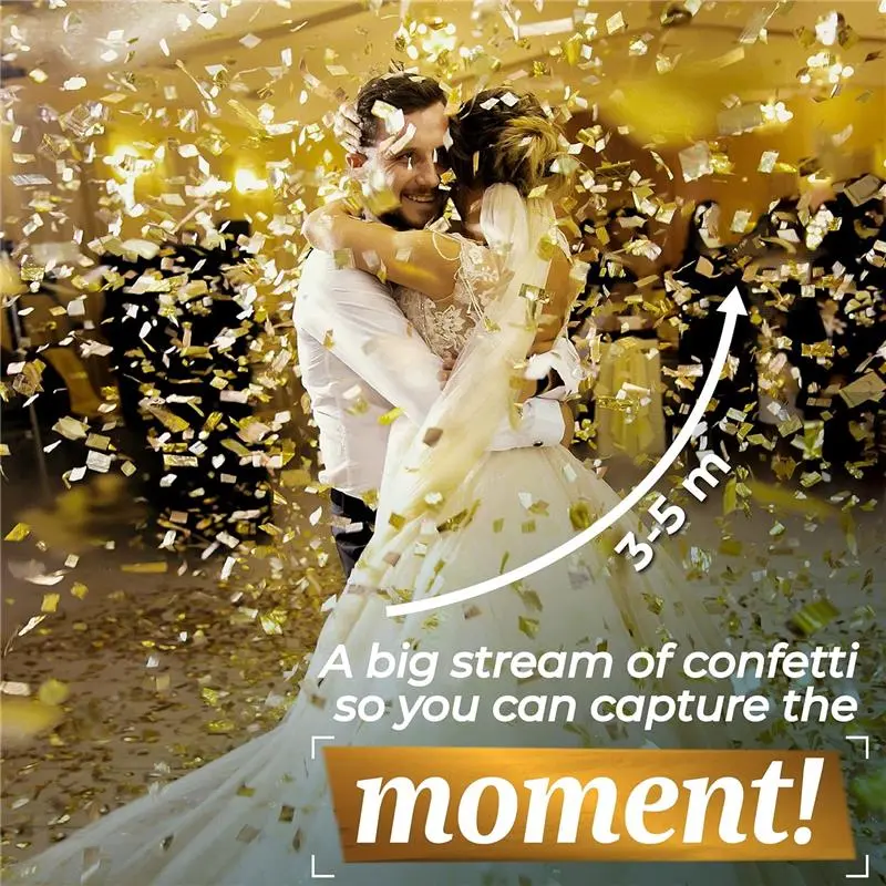 10 Pack Confetti Cannons Gold - Easy & Safe to Use - 30cm Cannon - Gold Foil - Perfect for Weddings, Birthdays, and Graduations - Stream, Burst Burst Stream 1