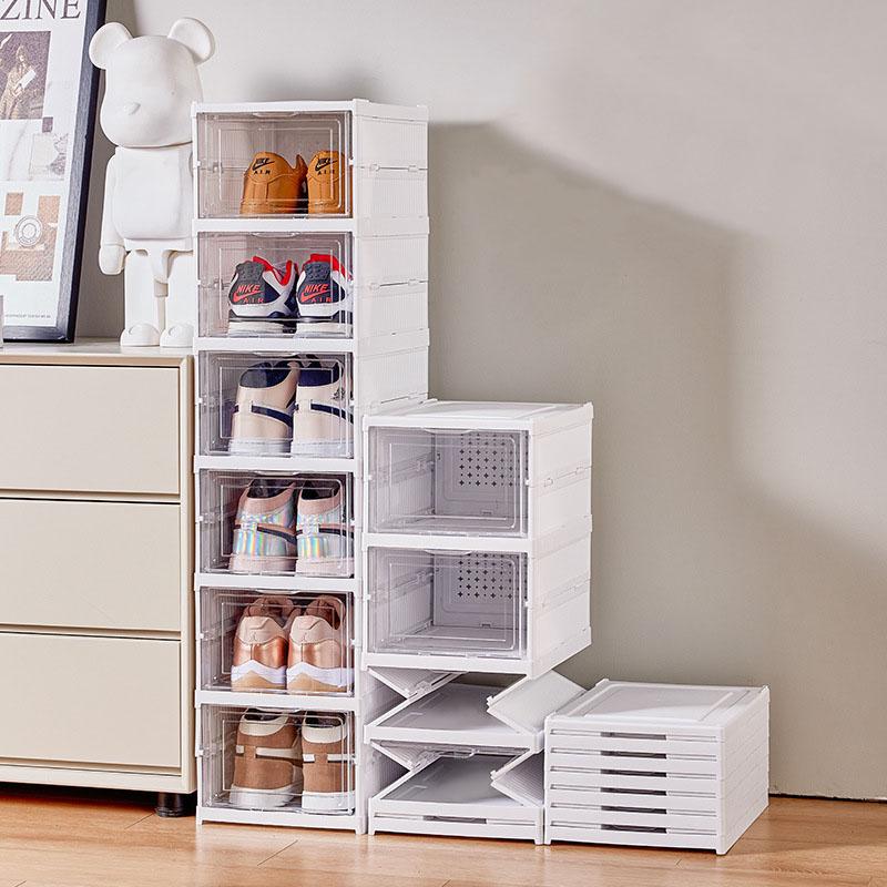 Livingandhome 3/6 Tiers Modernist Installation, Free Foldable & Stackable Shoe Storage Box, Shoe Rack Organiser 1