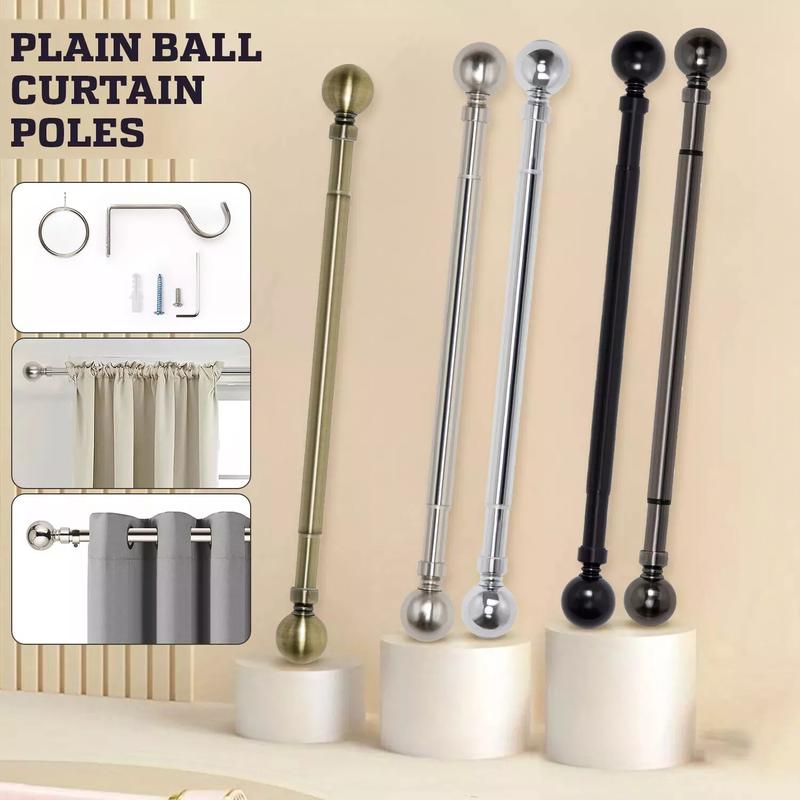 Metal Curtain Pole Extendable Chrome 28mm with Finials Rings Hooks Rod Fittings - Rust and Corrosion Resistant 0