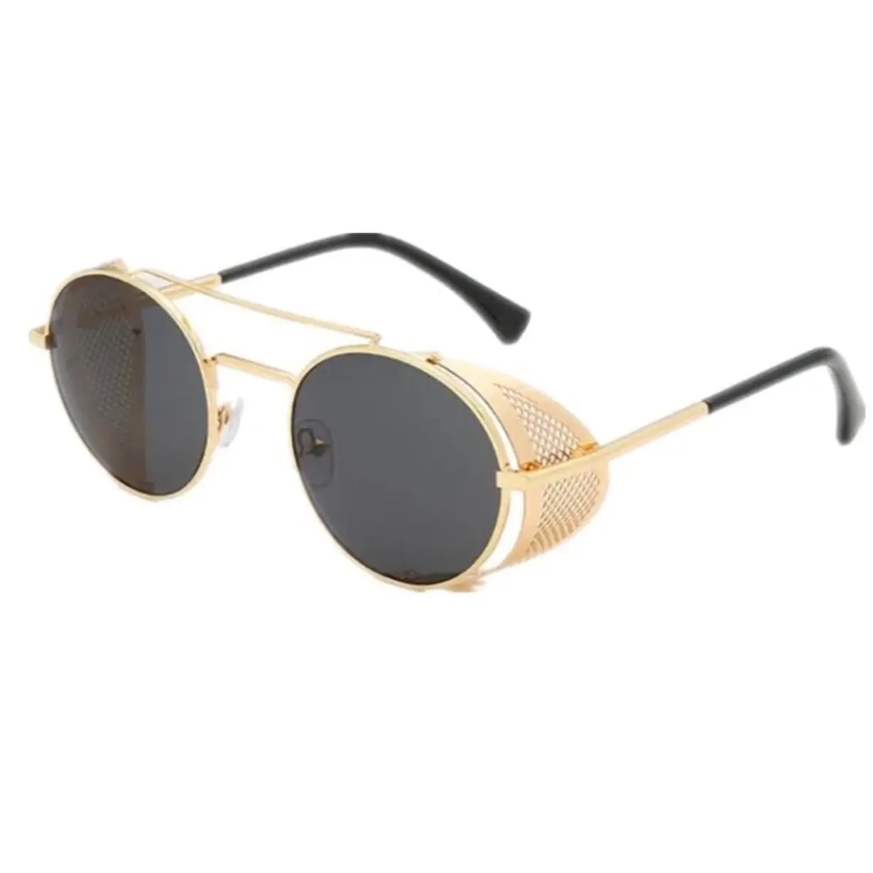 Vintage Steampunk Sunglasses Men Brand Design Round Glasses Steampunk Metal Sunglasses